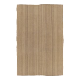Rug & Kilim's Textural Beige Rez Kilim Flatweave With Linear Design For Sale