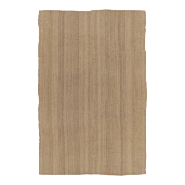Rug & Kilim's Textural Beige Rez Kilim Flatweave With Linear Design For Sale
