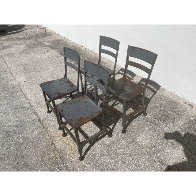 Toledo Metal Furniture Co. 1940s Toledo Steel Dining Chair, Industrial, Usa - Set of 4 For Sale - Image 4 of 12