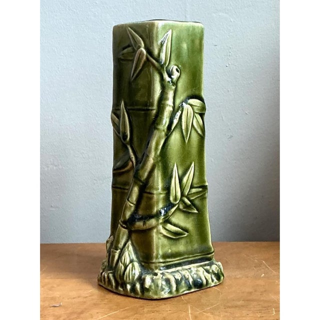 Vintage Bamboo Motif Ceramic Vase For Sale - Image 11 of 12