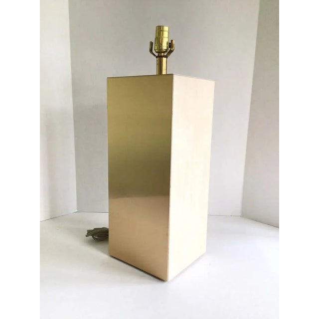 1970s Travertine Marble and Brass Column Table Lamp For Sale In New York - Image 6 of 12