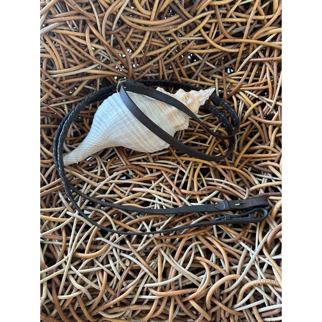 Vintage English Leather Laced Braided Snaffle Horse Reins For Sale - Image 12 of 17