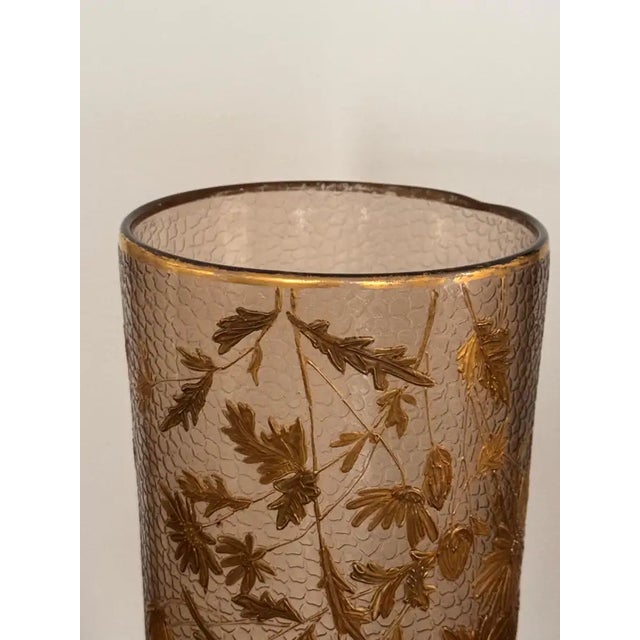 French Art Nouveau Gilt Floral Blown-Glass Vase Martelé, Legras, 1900s For Sale - Image 4 of 10
