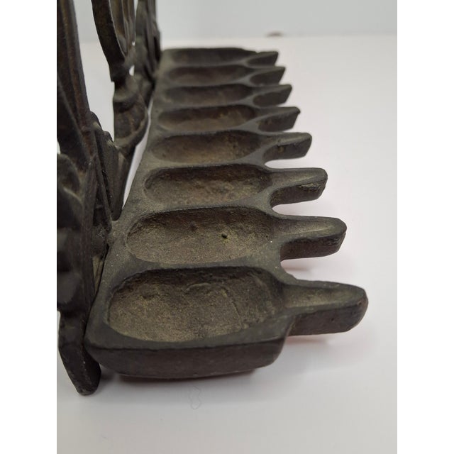 Antique 19thC Polish Brass Bench Menorah Hanukkah Lamp Lions Crown Decalogue For Sale - Image 9 of 15