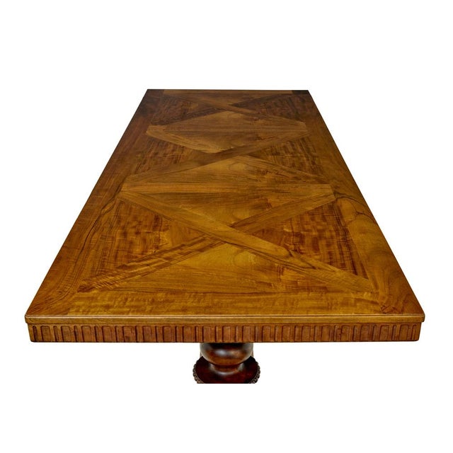 Vintage Scandinavian Carved Walnut Desk, 1920 For Sale - Image 10 of 13