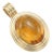Citrine Cabochon Cut Pendant | 18k Yellow Gold Plated Grooved Bezel Charm Pendant | Vintage November Birthstone Pendant For Sale