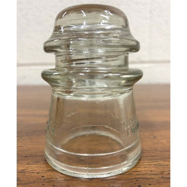 Industrial Vintage Hemingray 16 Clear Glass Insulator For Sale - Image 3 of 6
