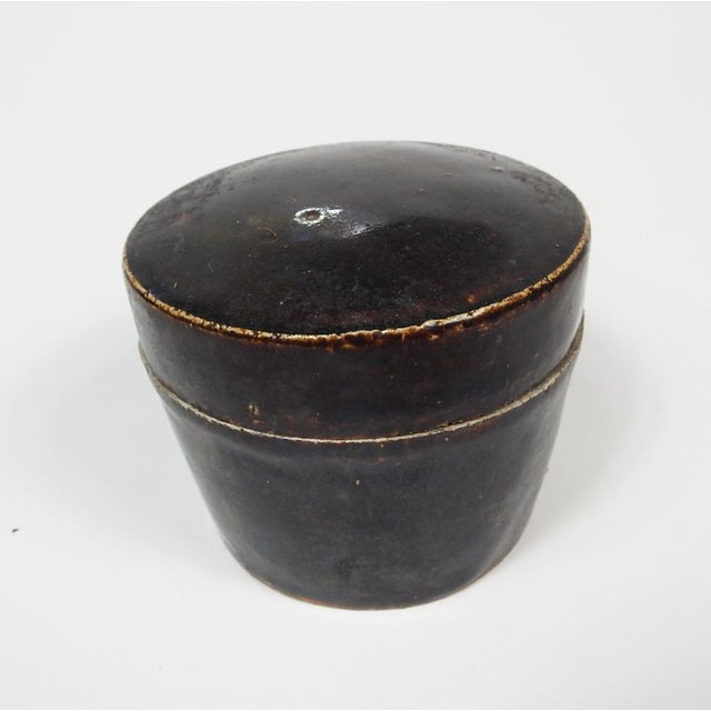 Small Mid 20th Century Brown Lidded Pottery Jar For Sale - Image 4 of 7