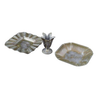 Vintage Vase and Ashtrays in Pewter by Just Andersen, 1930s, Set of 3 For Sale