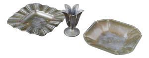 Vintage Vase and Ashtrays in Pewter by Just Andersen, 1930s, Set of 3