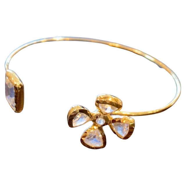 Bochic Jungle Gold and Silver White Topaz Bangle For Sale - Image 17 of 18