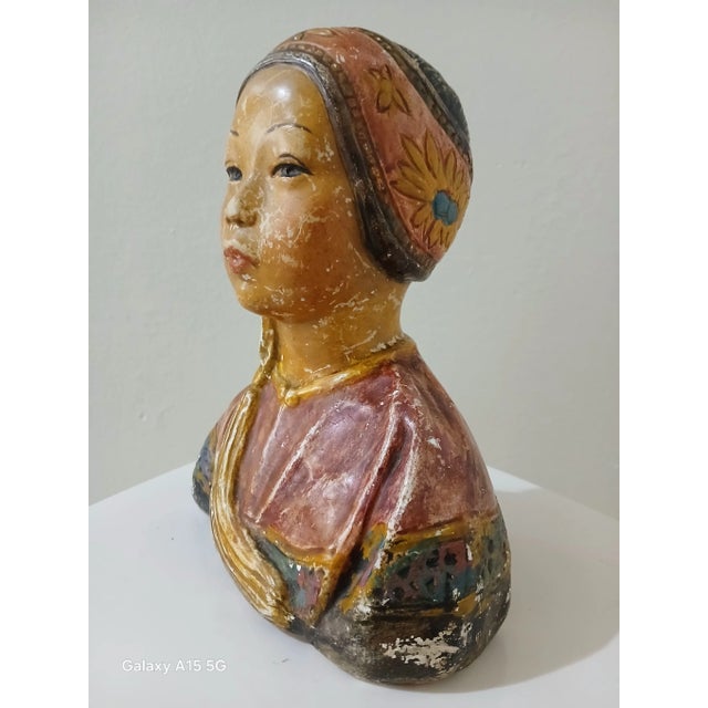 Vintage Esther Hunt Chalkware Bust c 1920s. This beautiful young lady with an expression on her face that melts hearts is...