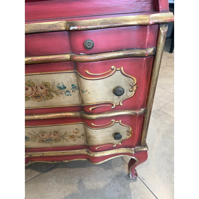 Italian Hand Painted Venetian Style Secretary Desk For Sale - Image 11 of 18