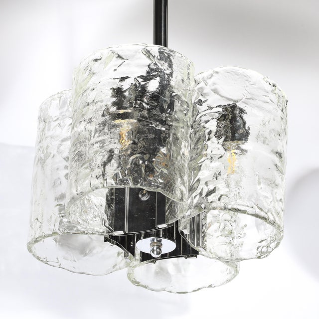1970s Mid-Century Modern Hand-Blown Murano Mottled Glass & Nickel Chandelier by Mazzega For Sale In New York - Image 6 of 18