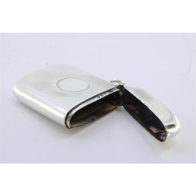 Silver Matchbox with Bias Guilloche Bands For Sale - Image 6 of 8