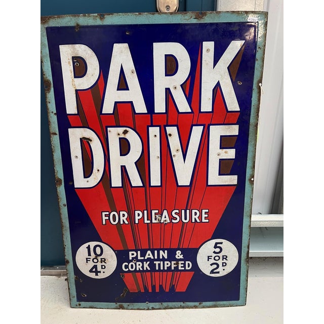 Large Park Drive Sign in Enamel, 1940s For Sale - Image 13 of 13