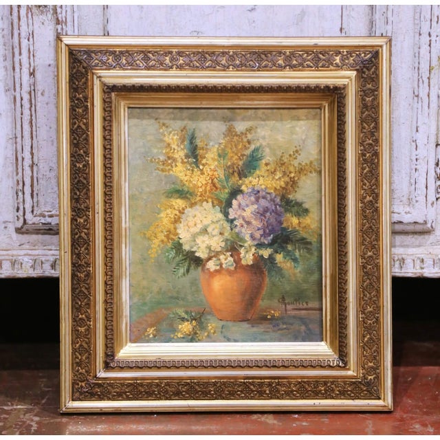 19th Century French Floral Still Life Oil Painting Signed Adeline Gautier For Sale In Dallas - Image 6 of 10