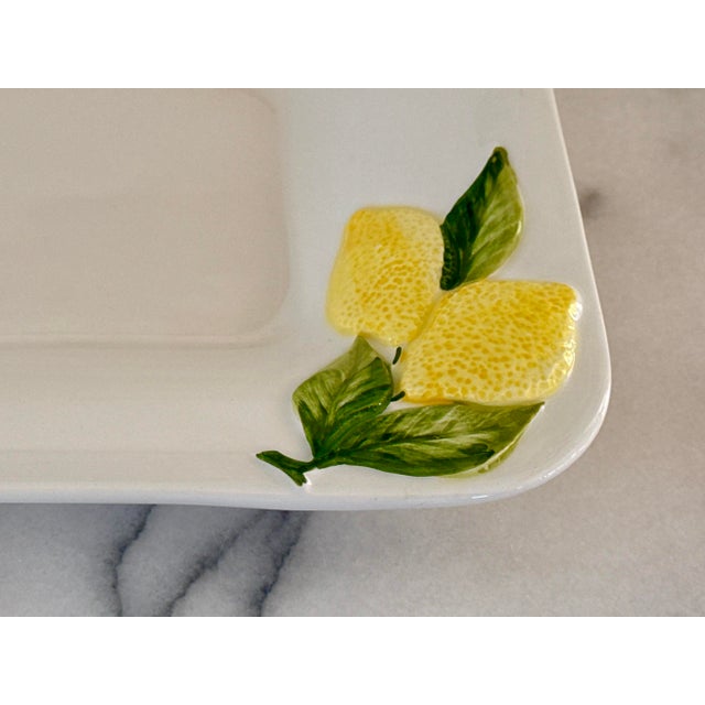 Late 20th Century Late 20th Century White Lemon Ceramic Hand Crafted Italian Platter For Sale - Image 5 of 7