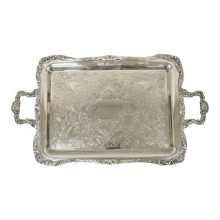 Wm Rogers & Sons Spring Flowers 2091 Silver Plated 27" Platter Serving Tray For Sale