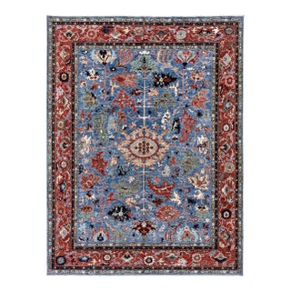 Blue Persian Bidjar Design Hand-Knotted Wool Rug, 09'01 X 11'10 For Sale