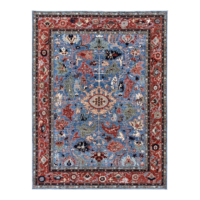 Blue Persian Bidjar Design Hand-Knotted Wool Rug, 09'01 X 11'10 For Sale