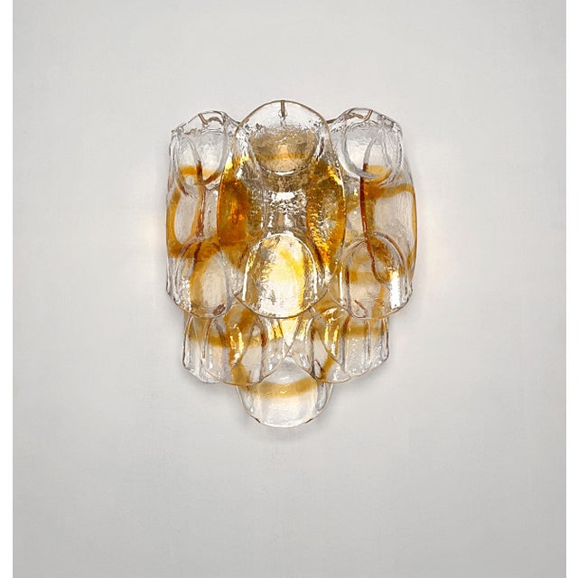 Vintage Italian Murano Wall Lights with 10 Amber Trasparent Glasses, 1990s, Set of 2 For Sale - Image 18 of 18