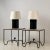 Art Deco Croisillon' Matte Black Lamps and 'Entretoise' Travertine Tables - a Pair For Sale - Image 3 of 12