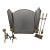 Vintage Brass Fireplace Ensemble With Folding Screen, Andirons & Fire Tools For Sale