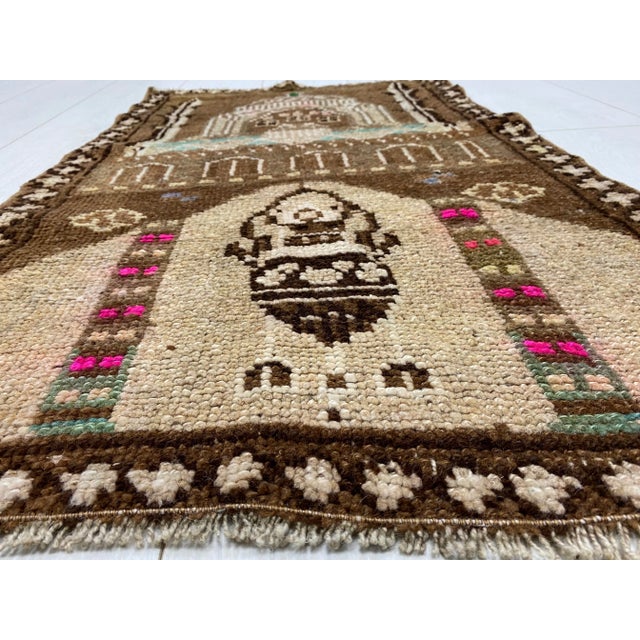 Brown Oushak Wool Bohemian Area Rug For Sale - Image 3 of 5