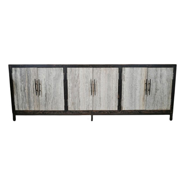 Grey Marble Modern Rustic Sideboard For Sale