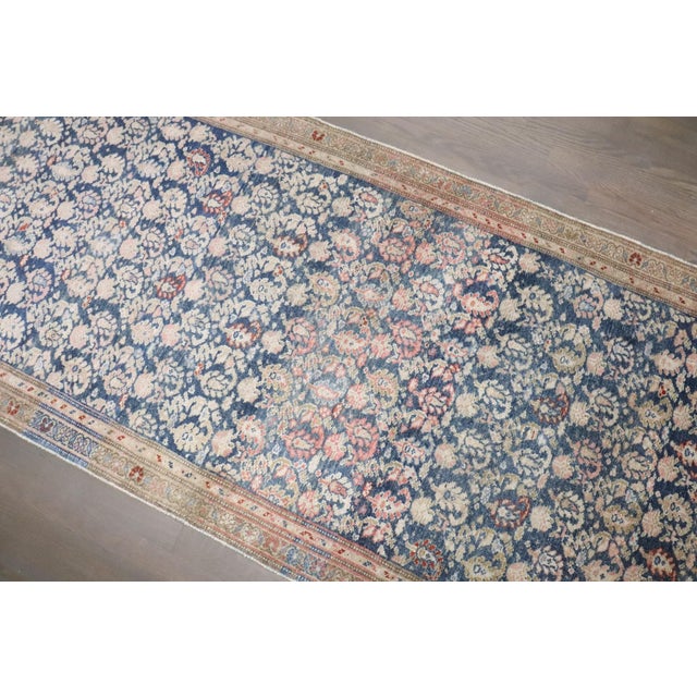 Early 20th Century Early 20th Century Ink Blue Long Persian Malayer Runner - 3' x 18'7" For Sale - Image 5 of 12