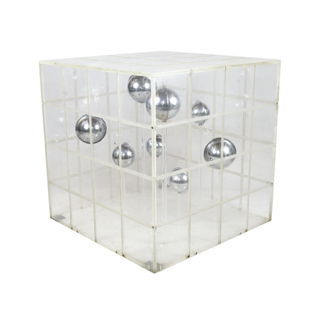 1960s Op Art translucent acrylic cube sculpture by Argentine author Martha Boto By: Martha Boto Material: acrylic,...