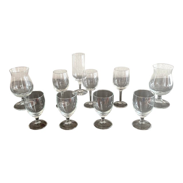 Collection of 10 Various Stemmed Cordial and Liqueur Glasses Pre-Owned, Excellent Cond. 5” H and 3.25” H For Sale