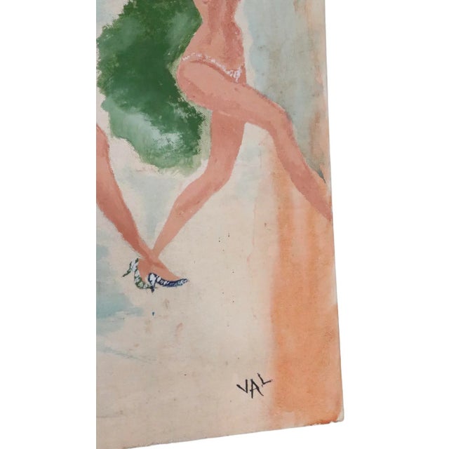 Outsider Art Painting of Risque Chorus Girls C 1970/1980's Signed Val For Sale - Image 4 of 7