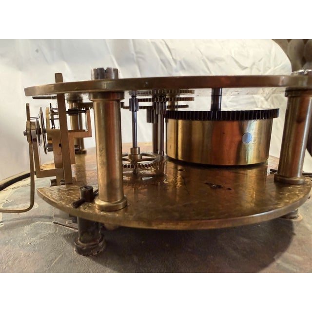 Brass Antique English Ships Clock in Brass Case For Sale - Image 8 of 12
