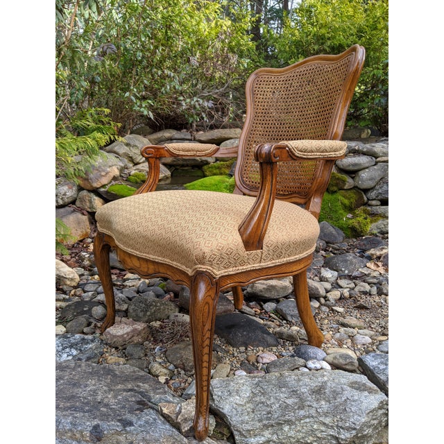 MidCentury North Carolina Walnut Queen AnneStyle Arm Chairs W/Cane