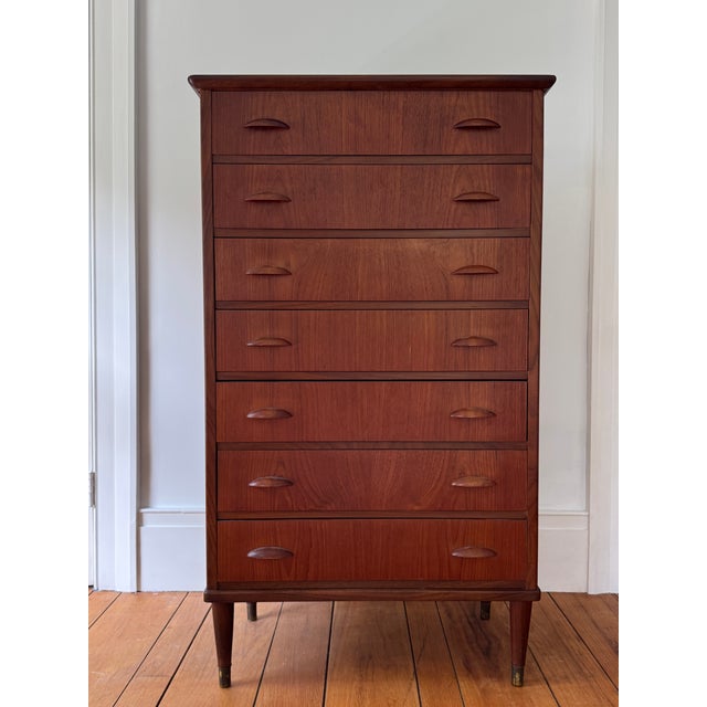 Wood 1960s Danish Modern Teak & Pine Chest of Drawers, Seven-Drawer For Sale - Image 7 of 10
