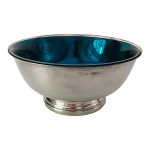 Midcentury Gorham Silver Plated Swedish Glass Lining Bowl