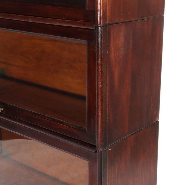 Arts & Crafts Antique Arts & Crafts Mahogany 3-Stack Barrister Bookcase Circa 1920 For Sale - Image 3 of 12