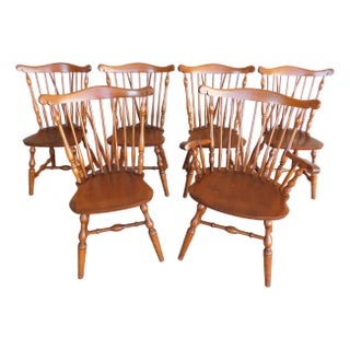 Bent Bros. Brace Back Fan Back Windsor Style Chairs - Set of 6 For Sale