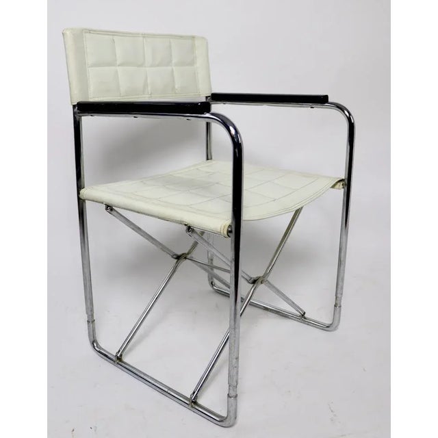 1970s Folding Chrome Frame Directors Chair For Sale - Image 5 of 13