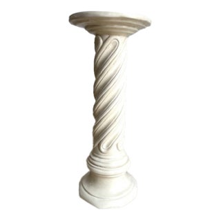 1962 Magidson Neoclassical Twisted Plaster or Chalkware Pedestal Column, Signed and Dated For Sale