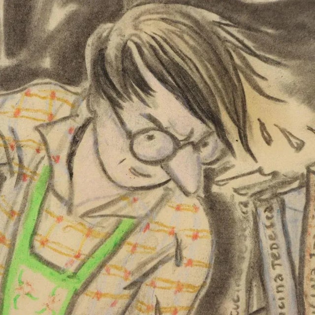 Nicola Benois, Man in the Kitchen, 20th Century, Mixed Media on Paper For Sale - Image 4 of 11