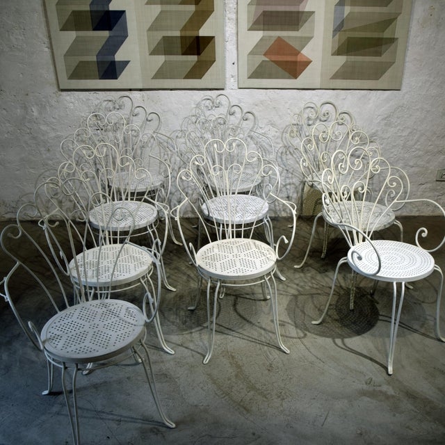 Mid-Century Modern Wrought Iron Garden Chairs by Lio Carminati, 1950s, Set of 10 For Sale - Image 6 of 18