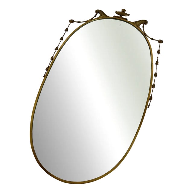 Vintage Italian Brass Wall Mirror, 1960s For Sale