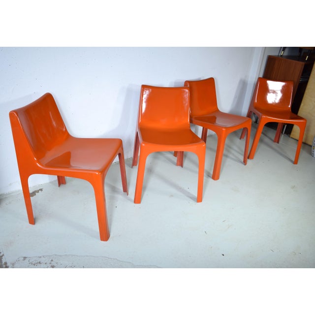 Space Age Italian Orange Chairs, 1960s, Set of 4 For Sale - Image 6 of 14