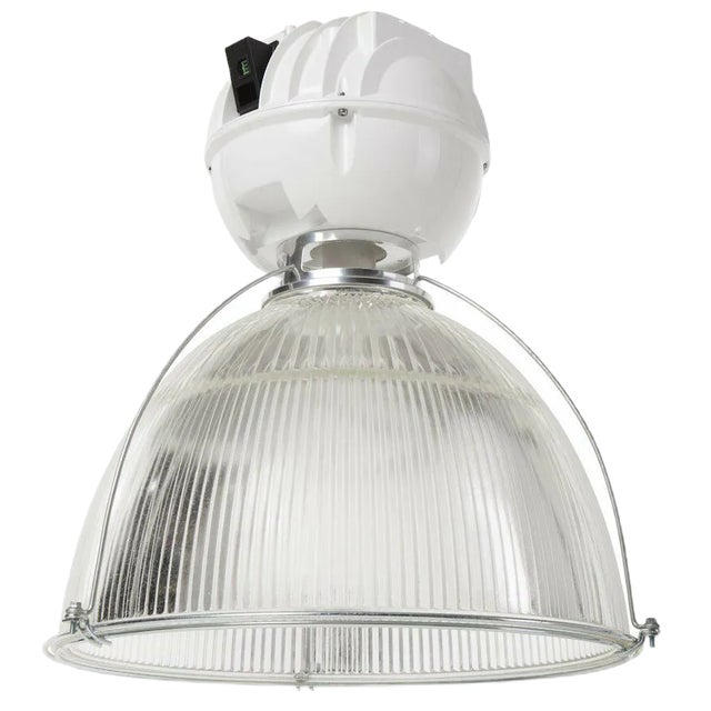 Vintage Industrial Glass & Metal Loft Lamp from Holophane, 1980s For Sale