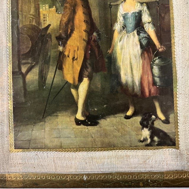Mid Century Italian Florentine Courting Couple Plaque - A Pair For Sale - Image 6 of 6