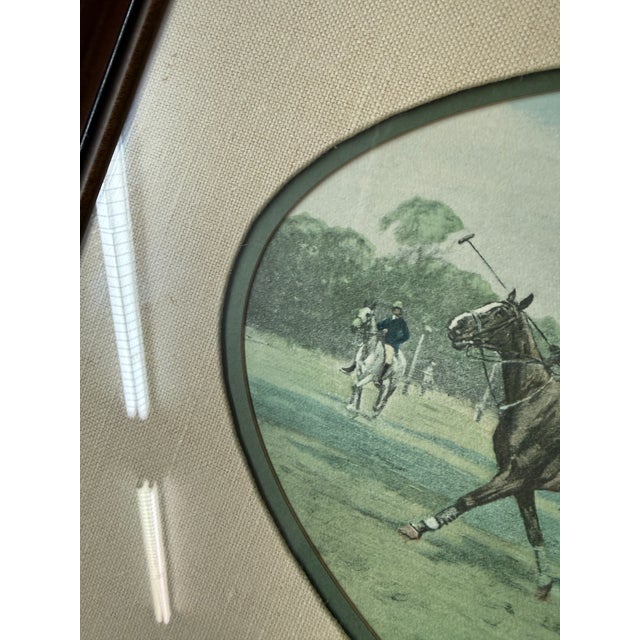American Cal-Mode Fine Furniture Gallop on the Boards Polo Scene, Framed For Sale - Image 3 of 11