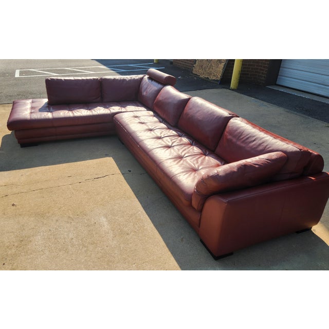 Burgundy Late 20th Century Roche Bobois Large Leather Sectional Sofa For Sale - Image 8 of 9